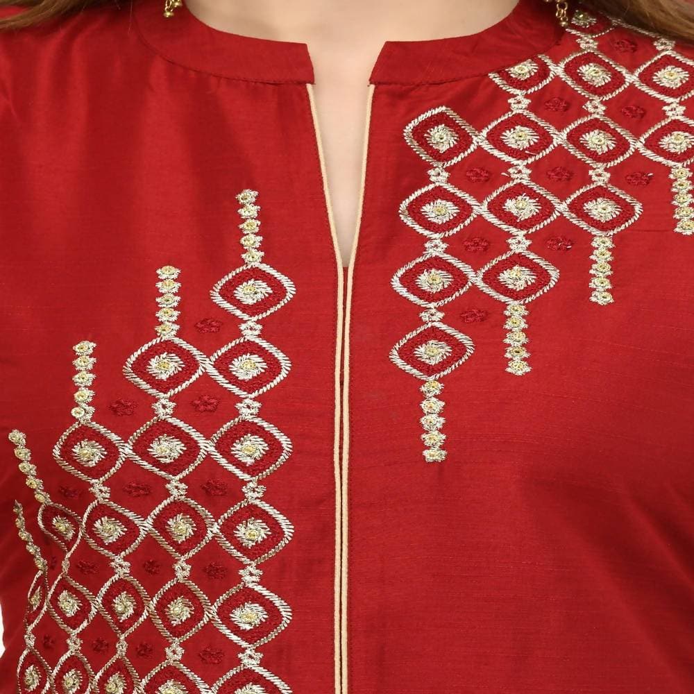 Lagi Women's Maroon Poly silk Straight Embroidred Kurta Pant (RO115A) | Grab2Buy