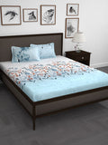 Story@home White & Blue Floral 210 TC Cotton 1 King Bedsheet with 2 Pillow Covers | Grab2Buy