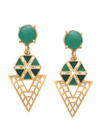 Shoshaa Green Gold-Polished Enamelled Contemporary Drop Earrings | Grab2Buy