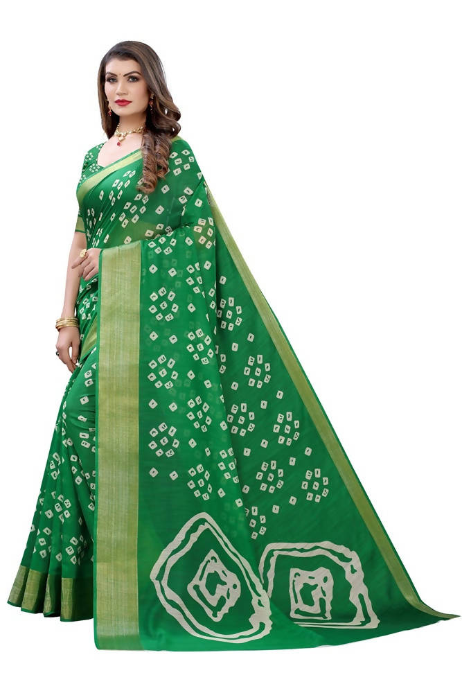 Vamika Green Linen Jari Border Saree | Grab2Buy