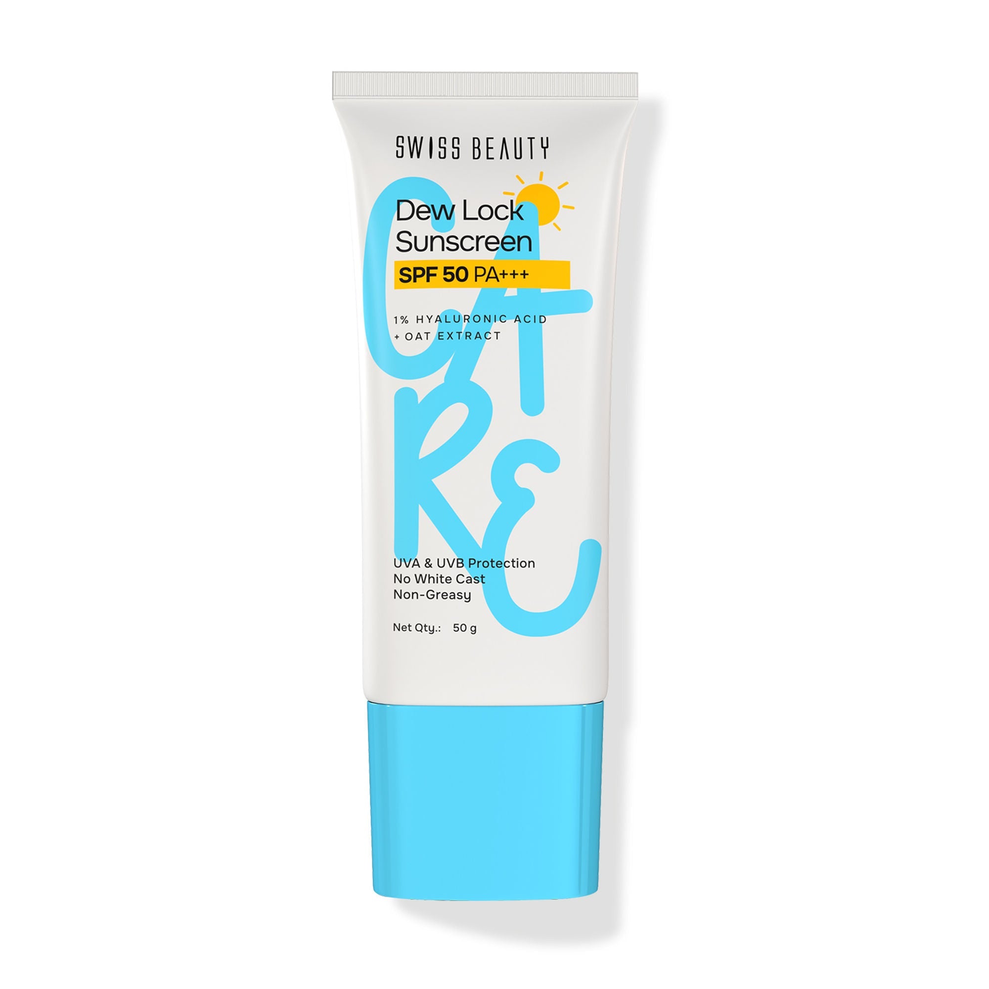 Swiss Beauty Care Dew Lock Sunscreen SPF 50 PA++++ With 1% Hyaluronic Acid | Grab2Buy