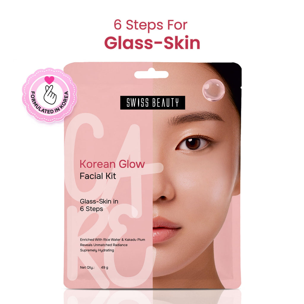 Swiss Beauty Care Korean Glow Facial Kit With Kakadu Plum & Rice, 6-Steps For Glass-Skin | Grab2Buy