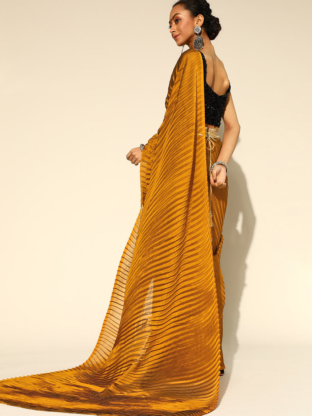 Saree Mall Mustard Party Wear Saree with Matching Blouse | Grab2Buy