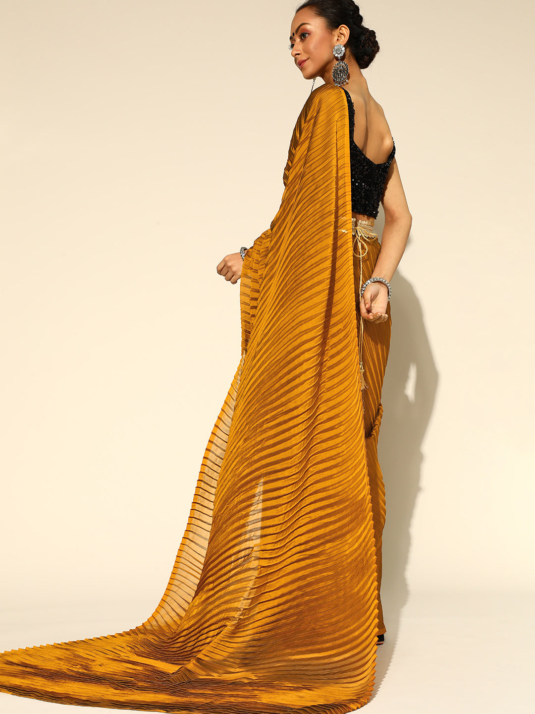 Saree Mall Mustard Party Wear Saree with Matching Blouse | Grab2Buy