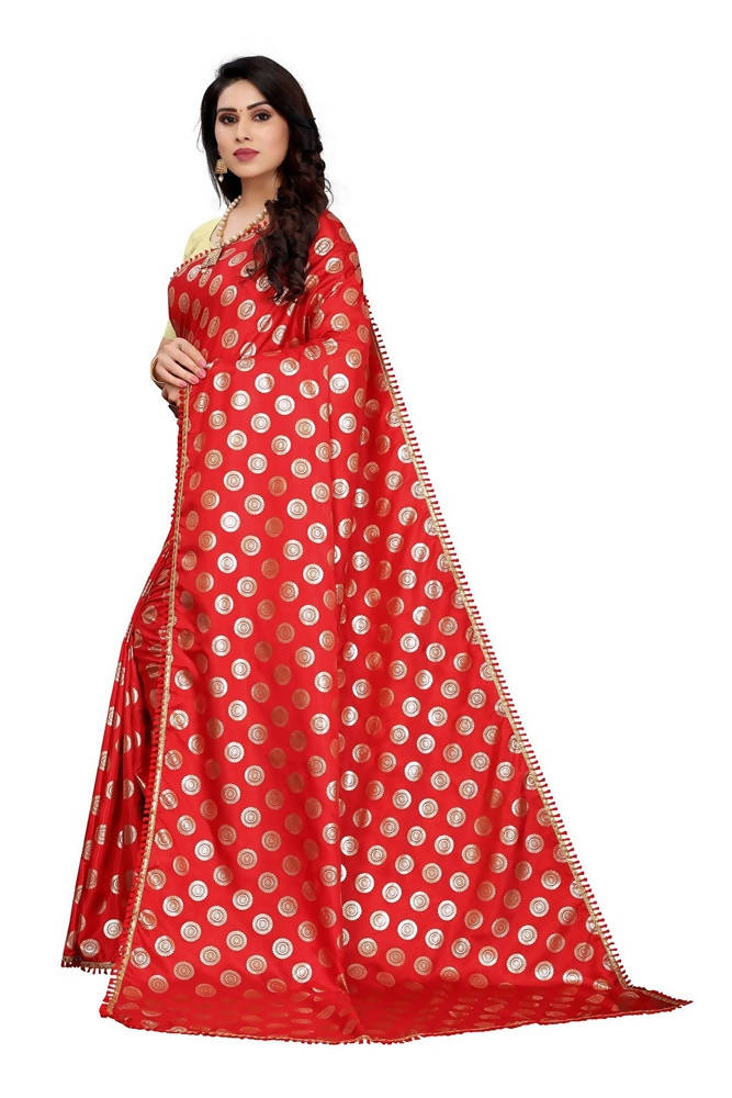 Vamika Red Rangoli Silk Foil Print Saree (Danish Red) | Grab2Buy
