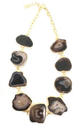 Bling Accessories Black Agate Natural Stone Statement Necklace | Grab2Buy