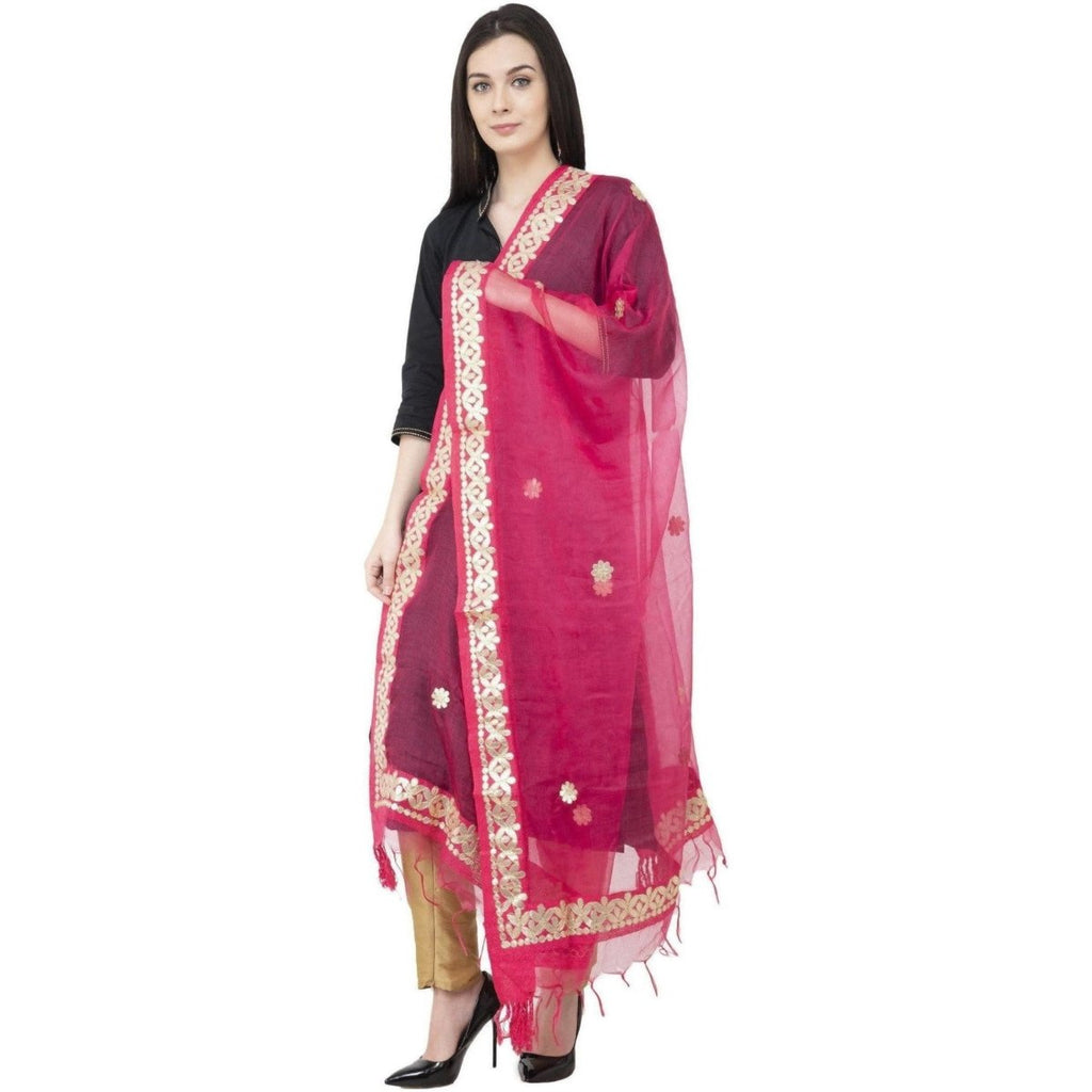 A R Silk Orgenza Gota Patti Fancy Dupatta Gajari Color Dupatta or Chunni | Grab2Buy