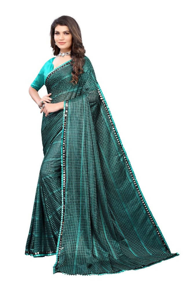 Vamika Rama Green Lycra Knitted Saree | Grab2Buy