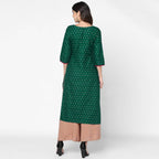 Cheera Hand Block Print Green Straight Kurta (MAAI-063K) | Grab2Buy