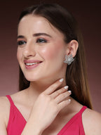 NVR Wome's Silver-Plated AD- Studded Star-Shaped Contemporary Stud Earrings | Grab2Buy