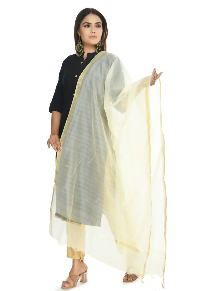 Mominos Fashion Off White Banarsi Piping Dupatta | Grab2Buy