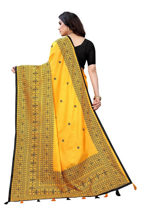 Vamika Yellow Sana Silk Printed Saree (Nihal Yellow) | Grab2Buy