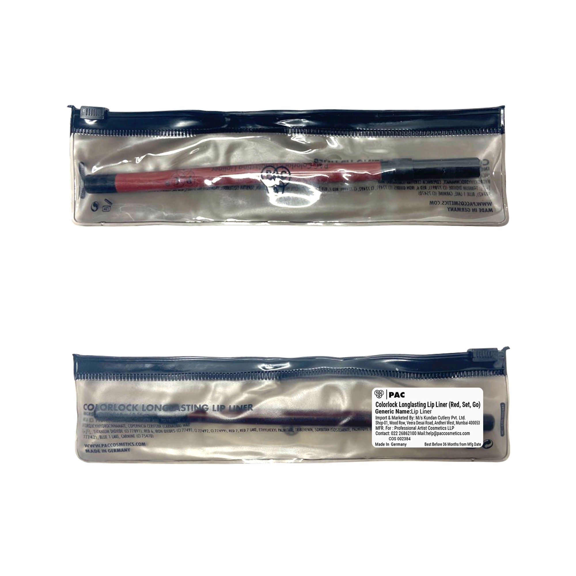 PAC Studio Colorlock Longlasting Lip Liner - Red- Set- Go