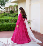 Pink Pure Maslin Bandhej Print Work Stitched Suit With Dupatta - Anbazaar | Grab2Buy