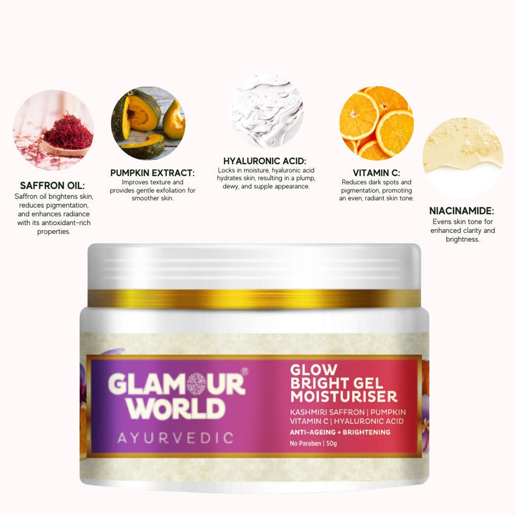 GLAMOUR WORLD AYURVEDIC Glow Bright Gel Moisturiser | Grab2Buy