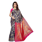 Vamika Banarasi Jaquard Blue Weaving Saree (BANARASI 04) | Grab2Buy