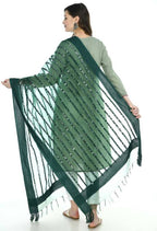Mominos Fashion Bottle Green Orgenza Mirror Stripe Dupatta | Grab2Buy