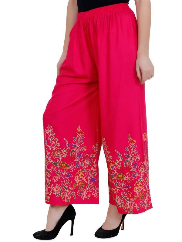 Mominos Fashion Magenta Floral Design Palazzo | Grab2Buy