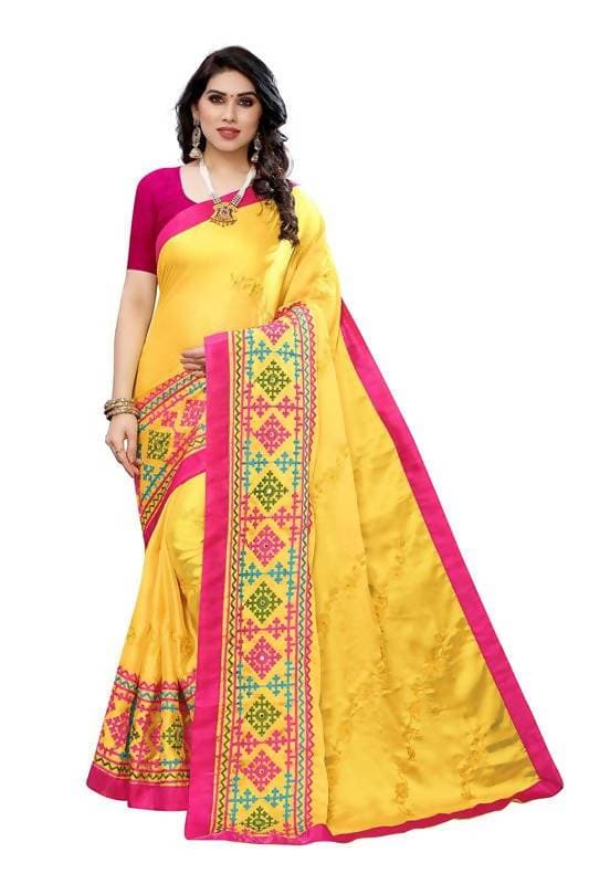 Vamika Yellow Chiffon Emboridered Saree (SUIDHAGA YELLOW) | Grab2Buy