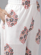 Yufta Peach Hand Block Printed Kurta with Trouser and Dupatta | Grab2Buy