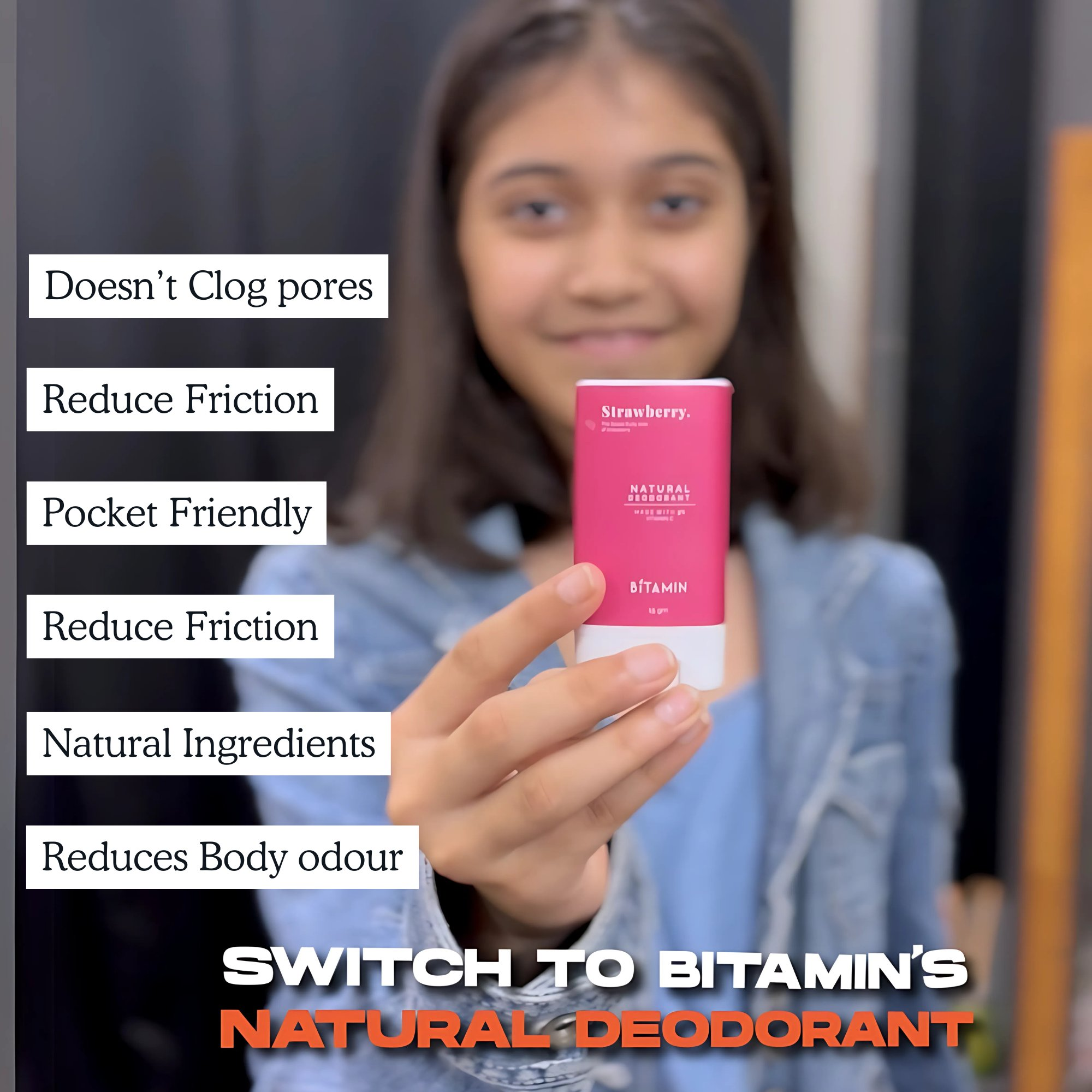 Bitamin Cotton Vanilla Teens Natural Deodorant Roll On Stick | Grab2Buy