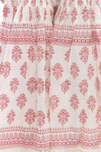 Mominos Fashion Cotton Block Print With Lace Work Off White Red Color Prints Palazzo | Grab2Buy