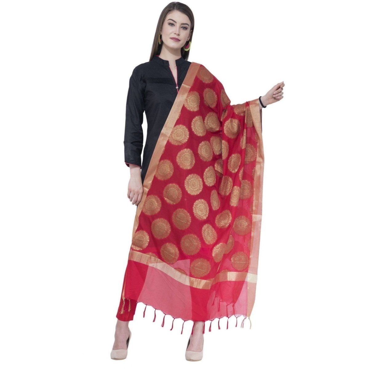 A R Silk Red Color VNS Big Gola Dupattas and Chunnis | Grab2Buy