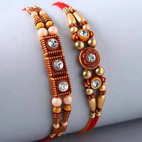2 Stone Work Rakhis and Choco Swiss Gloriette Luxury Box | Grab2Buy