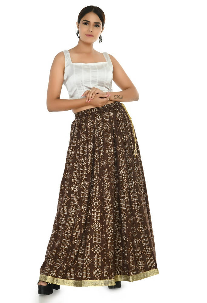 Mominos Fashion Moeza Cotton Coffee Color Printed Lehenga (Lancha) | Grab2Buy