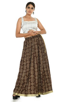 Mominos Fashion Moeza Cotton Coffee Color Printed Lehenga (Lancha) | Grab2Buy