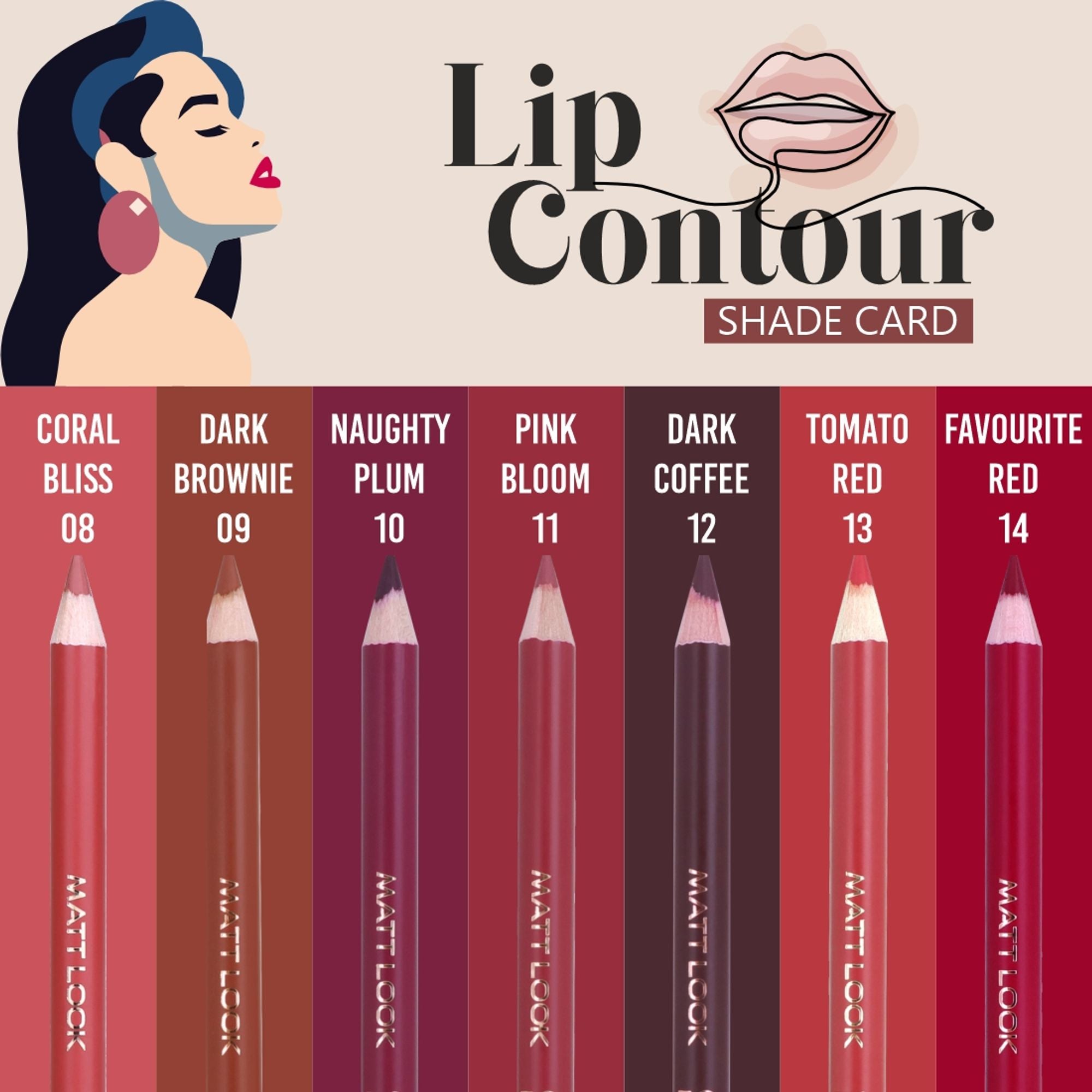 Matt Look Colorite Lip Contour Professional Matte Lip Color Pencil - Sizzling Red 17 | Grab2Buy