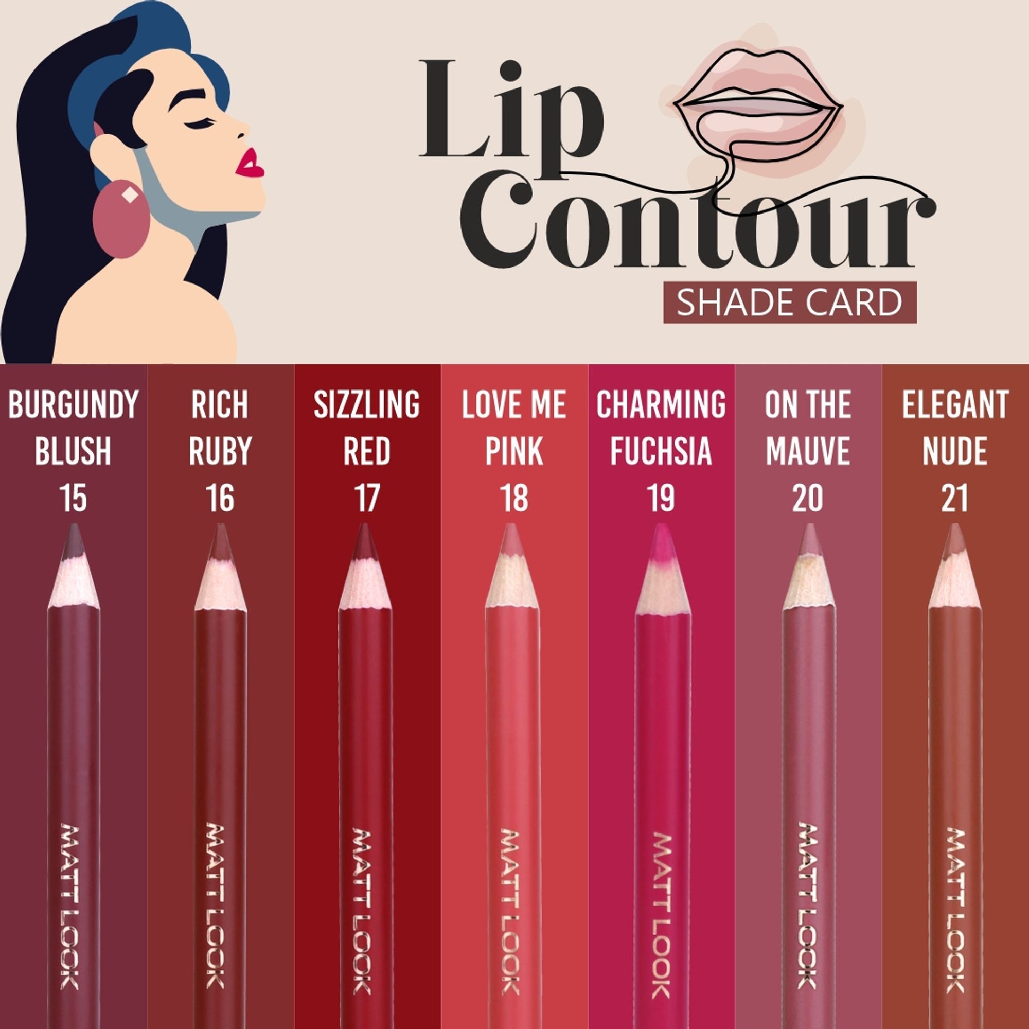 Matt Look Colorite Lip Contour Professional Matte Lip Color Pencil - Sizzling Red 17 | Grab2Buy
