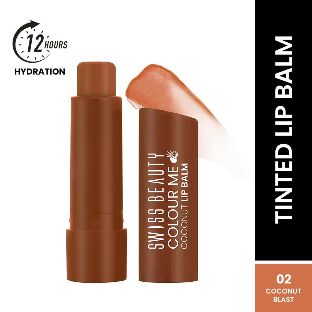 Swiss Beauty Colour Me Tinted Lip Balm For Dry With SPF 15 , Shea Butter and Vitamin E - Coconut Blast | Grab2Buy