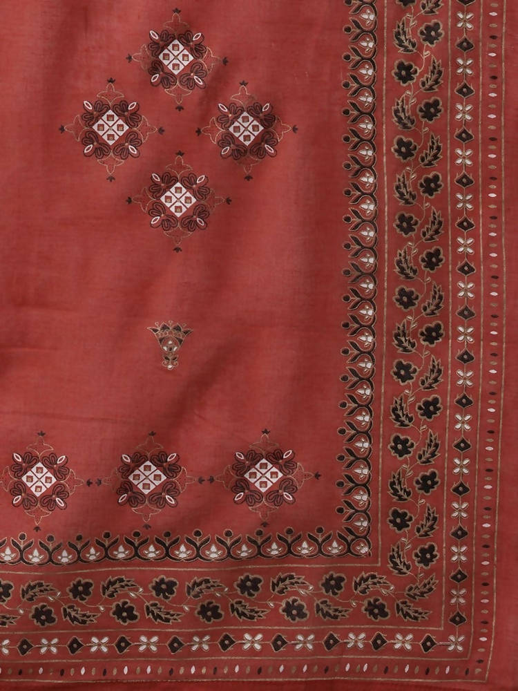 Yufta Women Cream-Coloured Ethnic Motifs Embroidered Regular Thread Work Kurta with Palazzo & With Dupatta | Grab2Buy