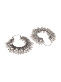 Shoshaa Silver-Toned & White Contemporary Hoop Earrings | Grab2Buy
