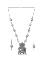Cardinal Silver-Toned Oxidized Long Jewellery Set | Grab2Buy