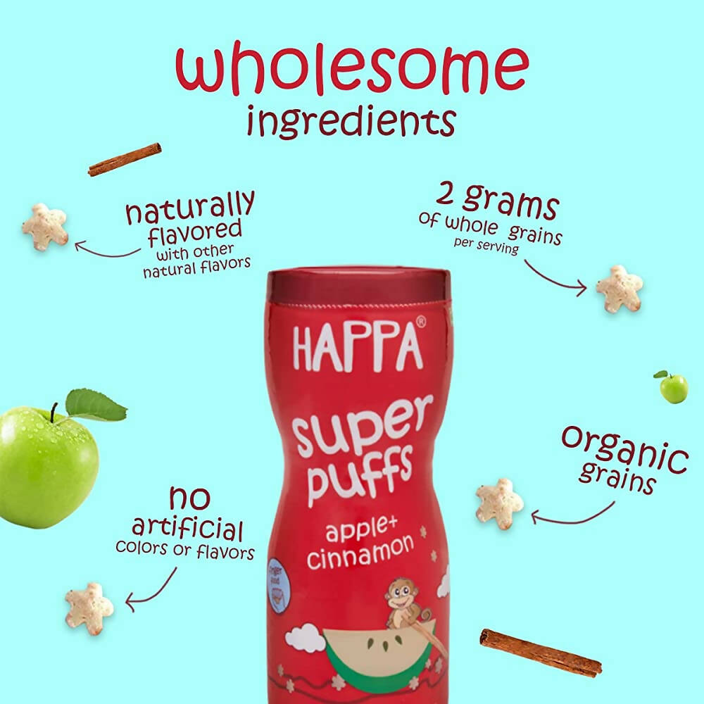 Happa Multigrain Apple & Cinnamon Melts Super Puffs (8 Months+) | Grab2Buy