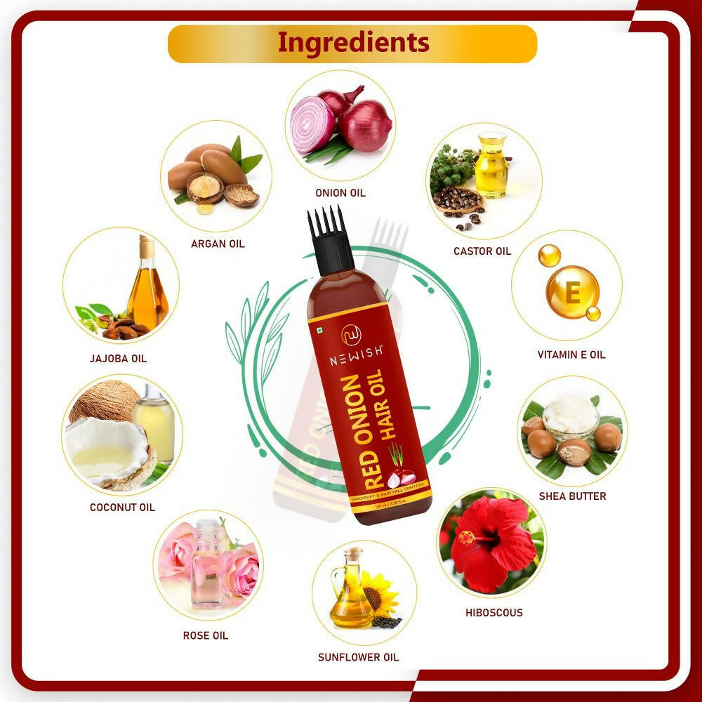 Newish Red Onion Hair Oil With Comb | Grab2Buy