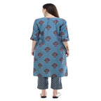 Lagi Women's Turquoise Blue Printed Straight Kurta & Pant (MC39A) | Grab2Buy