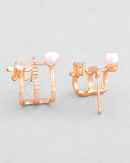 VOJ Gold-Polished Crystal Studded Stud Earrings | Grab2Buy