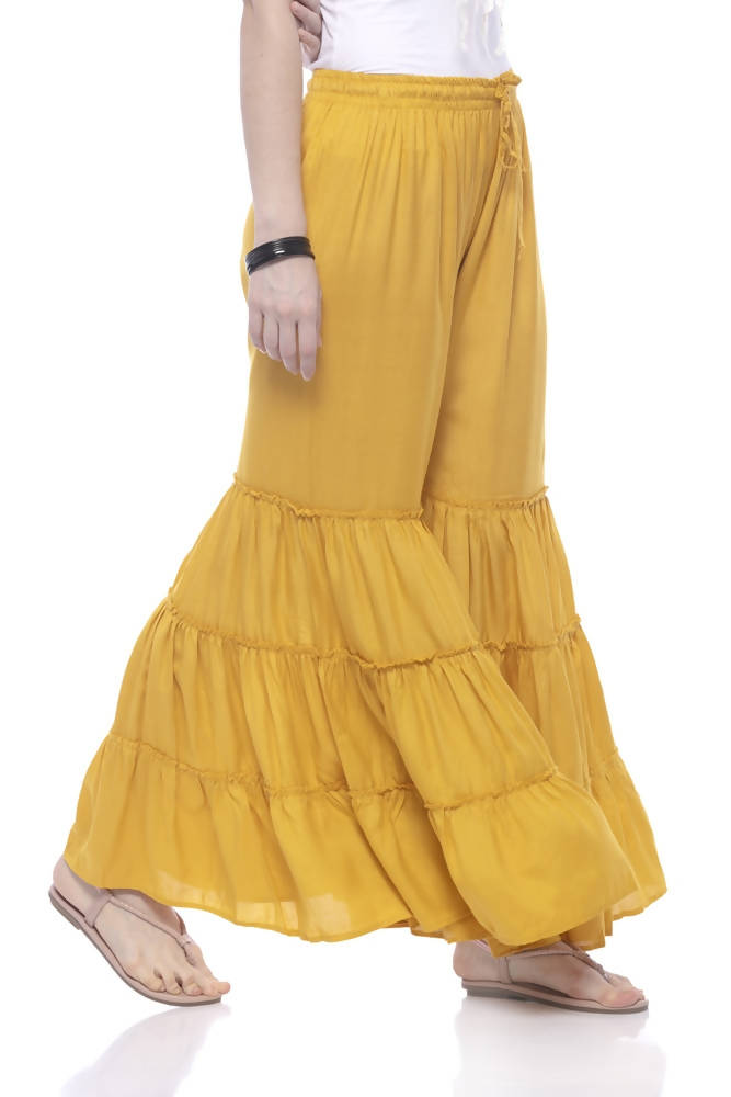 Mominos Fashion Reyon Cotton Mustard Palazzo | Grab2Buy