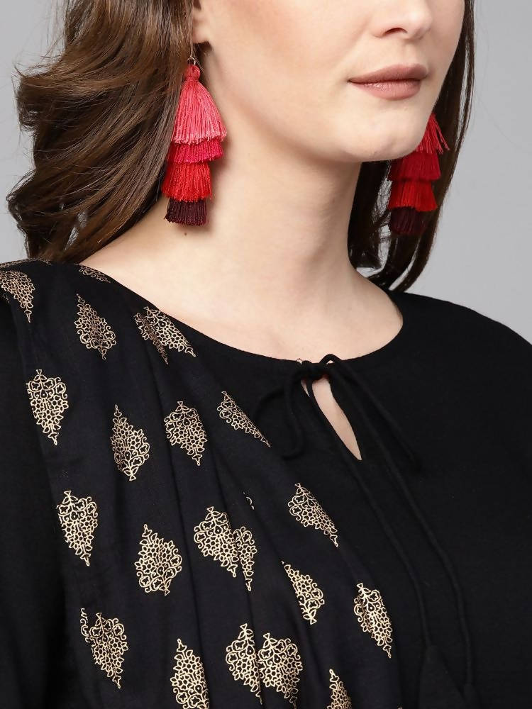 Yufta Women Black Solid Kurta with Palazzo & Dupatta | Grab2Buy
