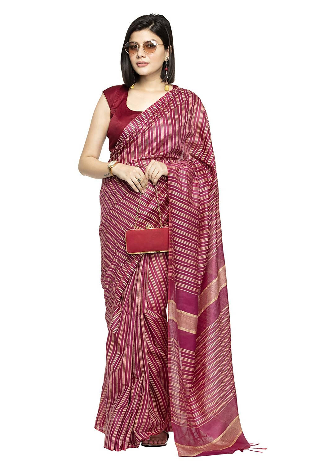 Mominos Fashion Purple Color Bhagalpuri Saree | Grab2Buy