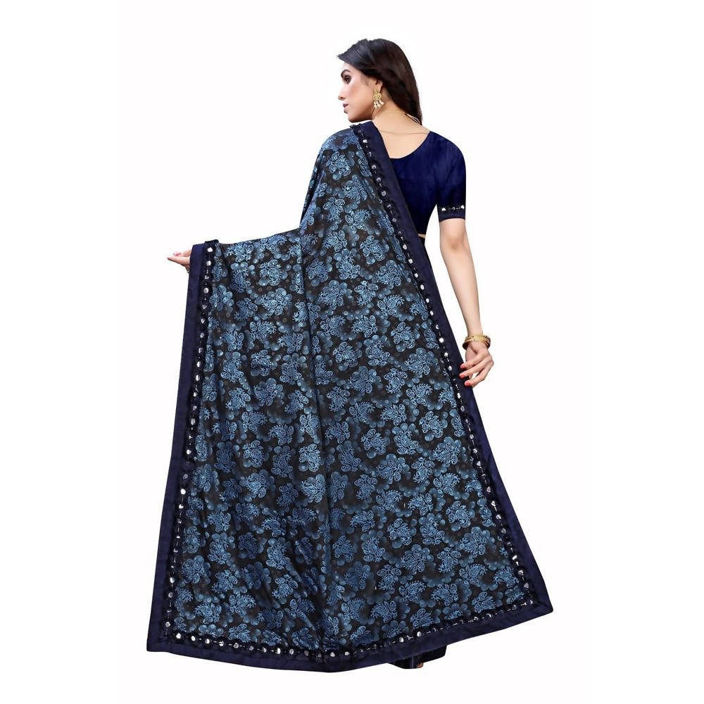 Vamika Blue Lycra Designer Saree (Niya Blue) | Grab2Buy