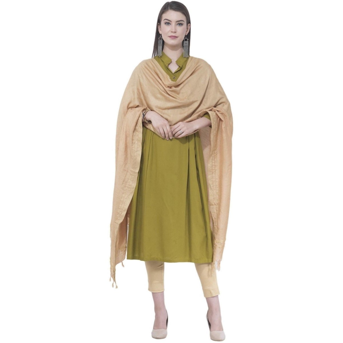 A R Silk Copper Color Golden border Cotton Dupattas and Chunnis | Grab2Buy