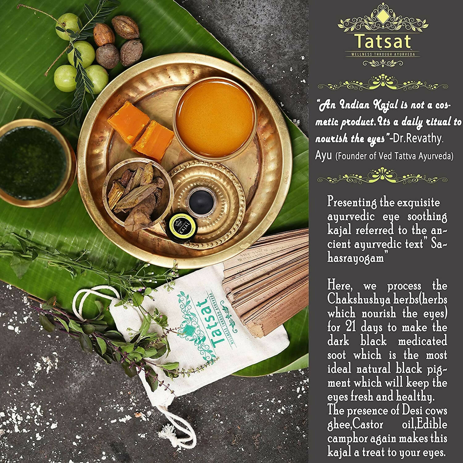 Tatsat 100% Natural Certified Ayurvedic Baby Kajal With Pure Herbs | Grab2Buy