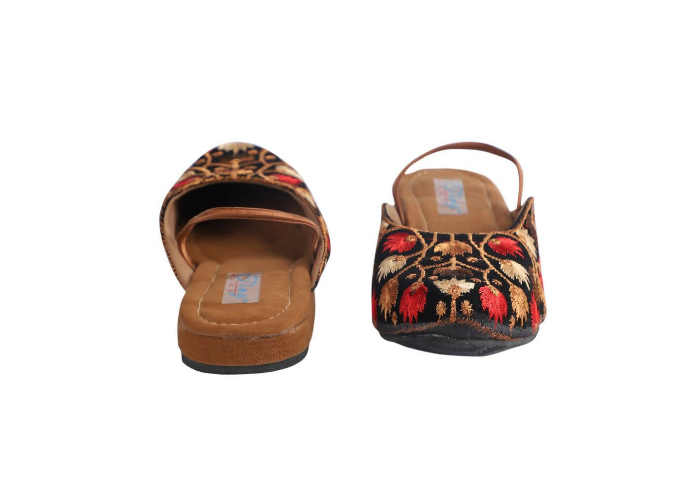 Tiny Bugs Girls Embroidered Strap Ethnic Mojaris - Black | Grab2Buy