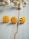 Inhanns Rangmani Crystal Duo – Adjustable Ring + Statement Earrings Set - Yellow | Grab2Buy