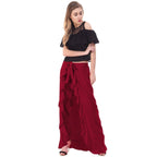 Asmaani Maroon Color Plain Ruffle Palazzo | Grab2Buy