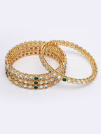 NVR Women Set of 4 Gold-Polished Kundan Studded Bangles | Grab2Buy